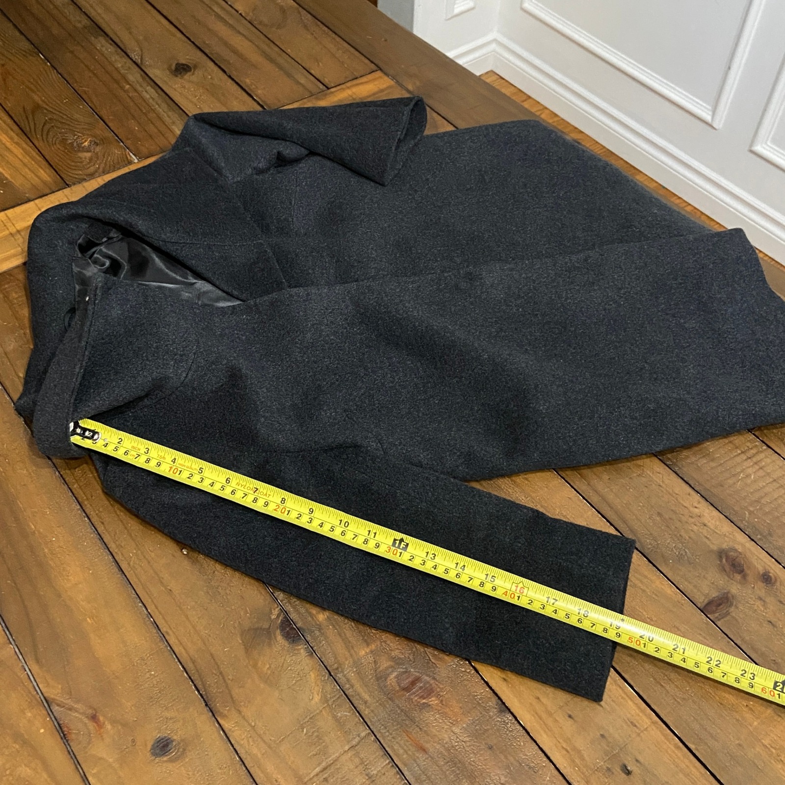 Lan Jaenicke Stamford 100% Cashmere 3/4 Sleeve Funnel Neck Coat Black Size 2 — image 8 of 8